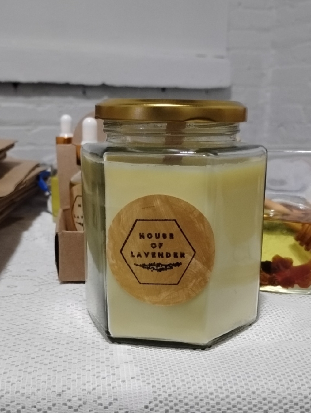 House of Lavender 15oz Scented Candle -with Gold Lid